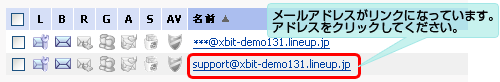 メールアドレスをクリック